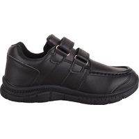 ABSOLUTE FOOTWEAR Men's Childrens Twin Touch & Close Faux Leather Smart School Shoes in Black | Size: 1