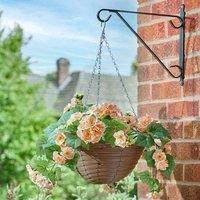 Marco Paul 12" Pink Begonia Artificial Flowers Hanging Basket in Baby Pink