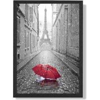 ARTZE Red Umbrella in Paris with Eiffel Tower Framed Print SIZE: A3 with Black Frame | Size: A4