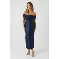 Coast Women's Honoured Petite Twill Bardot Column Midi Bridesmaid Dress in Navy | Size: 10