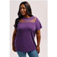Yours Women's Slash Detail Top in Purple | Size: 22-24