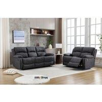 Recliner Sofa Set, Leathaire Fabric Manual Recliner Sofa Suite - 3+2 Seater Set