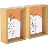 Nicola Spring 3D Deep Box Photo Frames - 5 x 7 - Pack of 2 in Light Brown