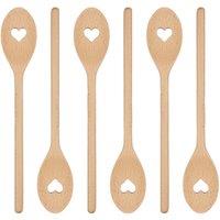 Argon Tableware Wooden Heart Cooking Spoons - 30cm - Pack of 6 in Brown