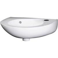 Balterley Adley Cloakroom Wall Hung 1 Tap Hole Round Basin, Overflow 350mm White