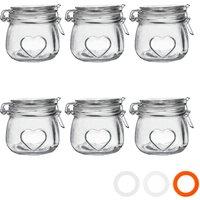 Nicola Spring Heart Glass Storage Jars - 500ml - Clear Seal - Pack of 6