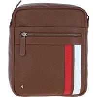 GABICCI Men's Real Leather Messenger Bag with Striped Front Detail in Tan