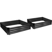 Harbour Housewares Square Galvanised Steel Raised Garden Beds - 120cm x 120cm - Pack of 2 in Grey | Size: 120 cm x 120 cm