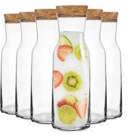 Bormioli Rocco Aquaria Glass Carafes with Cork Lids - 1.2 Litre - Pack of 6 in Clear