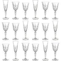 RCR Crystal 18pc Melodia Red & White Wine Glasses & Champagne Flutes Set in Clear