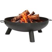 Hammer and Tongs Round Iron Fire Pit - 59.5cm - Outdoor Garden Heater Log Burner Bowl in Black
