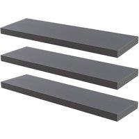 Harbour Housewares Modern Floating Wall Shelves - 100cm - Pack of 6 in Grey