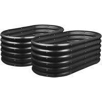Harbour Housewares Rounded Raised Garden Beds - 120cm x 60cm x 45cm - Pack of 2 in Black | Size: 120 cm x 60 cm x 45 cm