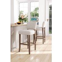 Living and Home Set of 2 Linen Upholstered Bar Stools Dining Chair with Back Footrest in Beige