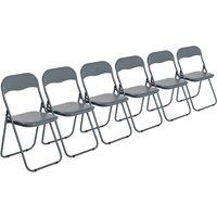 Harbour Housewares 6x Padded Folding Chairs Metal Frame Easy Store Portable Folding Seats in Grey