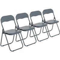 Harbour Housewares Padded Folding Chairs Pack of 4 in Grey