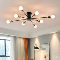 Garwarm 8 Lights Semi Flush Mount Pendant Light in Black
