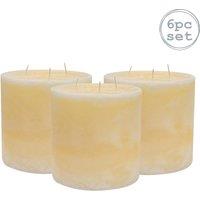Nicola Spring Round 3 Wick Vanilla Pillar Candles - 130 Hours - Cream - Pack of 6 in Beige