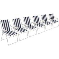 Harbour Housewares Folding Metal Beach Chairs Pack of 6 in Blue