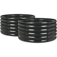 Harbour Housewares Round Raised Garden Beds - 90cm x 45cm - Pack of 2 in Black | Size: 90 cm x 45 cm