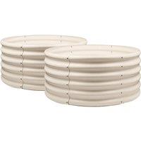 Harbour Housewares Round Raised Garden Beds - 90cm x 45cm - Pack of 2 in Beige | Size: 90 cm x 45 cm