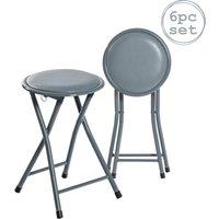 Harbour Housewares Padded Folding Stools Pack of 6 in Grey