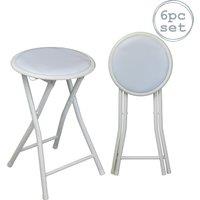 Harbour Housewares Padded Folding Stools Pack of 6 in White