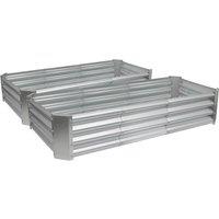 Harbour Housewares Rectangle Galvanised Steel Raised Garden Bed - 180cm x 90cm - 2pc in Silver | Size: 180 cm x 90 cm