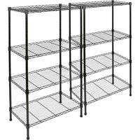 Harbour Housewares 2x Black Metal Wire Shelving Units 4 Tier Adjustable Storage Rack