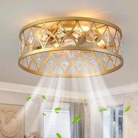 Garwarm 4 Lights Caged Ceiling Fan with Lights Gold