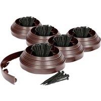 Harbour Housewares 100m Flexible Plastic Lawn Edging Path Grass Border with Plastic Pegs in Brown