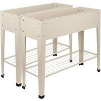 Harbour Housewares Elevated Raised Garden Beds with Legs & Storage Shelf - Pack of 2 in Beige