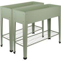 Harbour Housewares Elevated Raised Garden Beds with Legs & Storage Shelf - Pack of 2 in Green