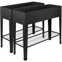 Harbour Housewares Elevated Raised Garden Beds with Legs & Storage Shelf - Pack of 2 in Black