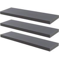 Harbour Housewares Modern Floating Wall Shelves - 80cm - Pack of 6 in Grey
