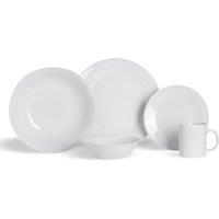 Argon Tableware 30pc Classic White Porcelain Dinner Set - Plates Bowls & Cups