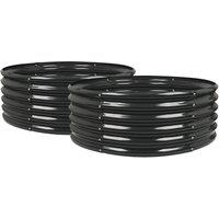 Harbour Housewares Round Raised Garden Beds - 120cm x 45cm - Pack of 2 in Black | Size: 120 cm x 45 cm