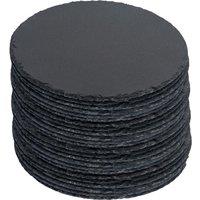 Argon Tableware Round Slate Placemats - 30cm - 24x Large Natural Black Stone Dining Table Dinner Serving Board Platter Place Mats Sets