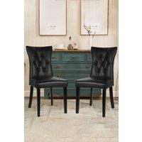 2Pcs Litchi Grain PU Leather High Backrest Dining Chairs Dressing Chairs