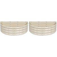 Harbour Housewares Semicircular Galvanised Steel Raised Garden Beds - 90cm x 45cm - Pack of 2 in Ivory | Size: 90 cm x 45 cm