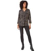 Roman Women's Abstract Print Stretch Jersey Shirt in Black | Size: 20