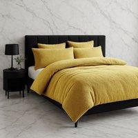 Snug City Teddy Bear Fleece Soft Cosy Duvet Cover + Pillow Case Set in Yellow | Size: King