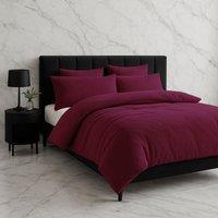 Snug City Teddy Bear Fleece Soft Cosy Duvet Cover + Pillow Case Set in Plum | Size: King