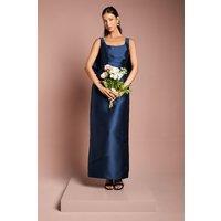 Coast Women's Twill Sleeveless Column Bridesmaid Dress with Statement Bow Back in Navy | Size: 12