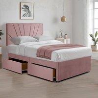 Bed Time UK Plush Divan Bed with 20 Sunrise Headboard, 2 Drawers & Mattress in Pink | Size: Single