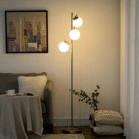 HOMCOM Modern Tree Floor Lamp with 3 Light, for Living Room Bedroom in Silver