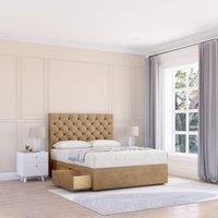 Sloomy Mayfair Divan Bed Base No Drawers & 26 Struts Headboard in Light Brown | Size: Single