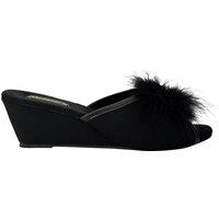 Sleepers Women's Anne Jewelled Rosette Boa Mule Slippers in Black | Size: 6
