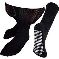 Dr.Socks Men's 1 Pack Extra Wide Bamboo Oedema Socks with Grips in Black | Size: 6-8