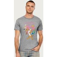 Kelloggs Men's Cereal Breakfast Club Tony the Tiger & Co T-Shirt in Mid Grey | Size: XL